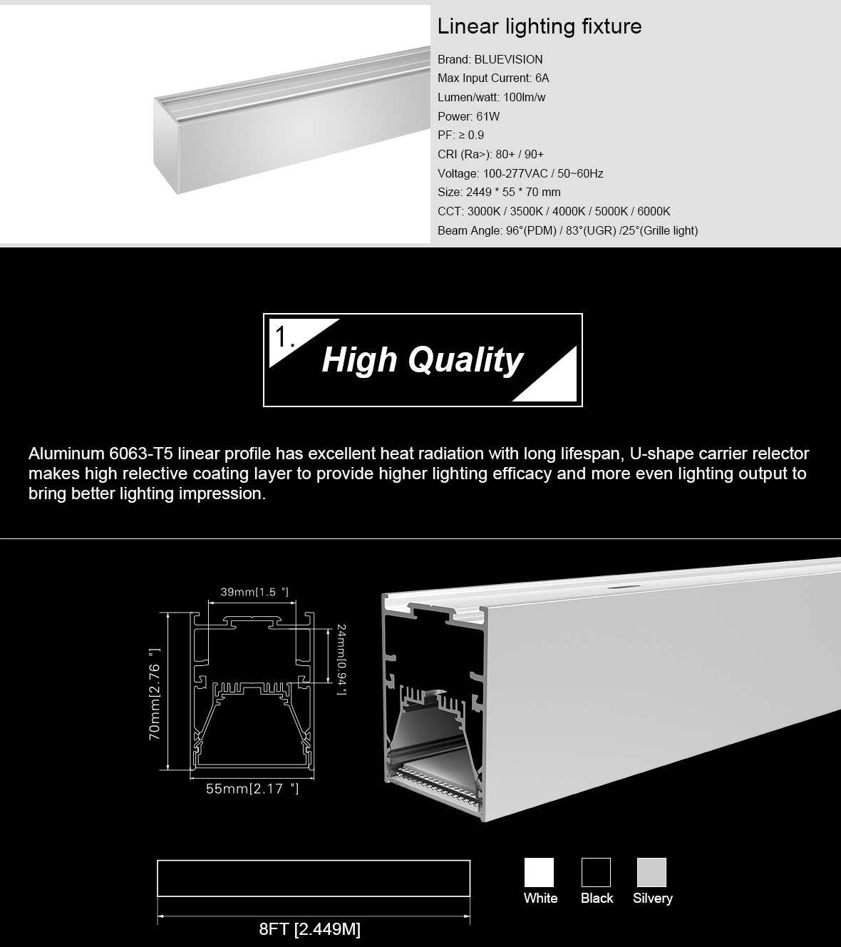 L5570NW61R recessed linear light_Bluevision (Shenzhen) Optoelectronics