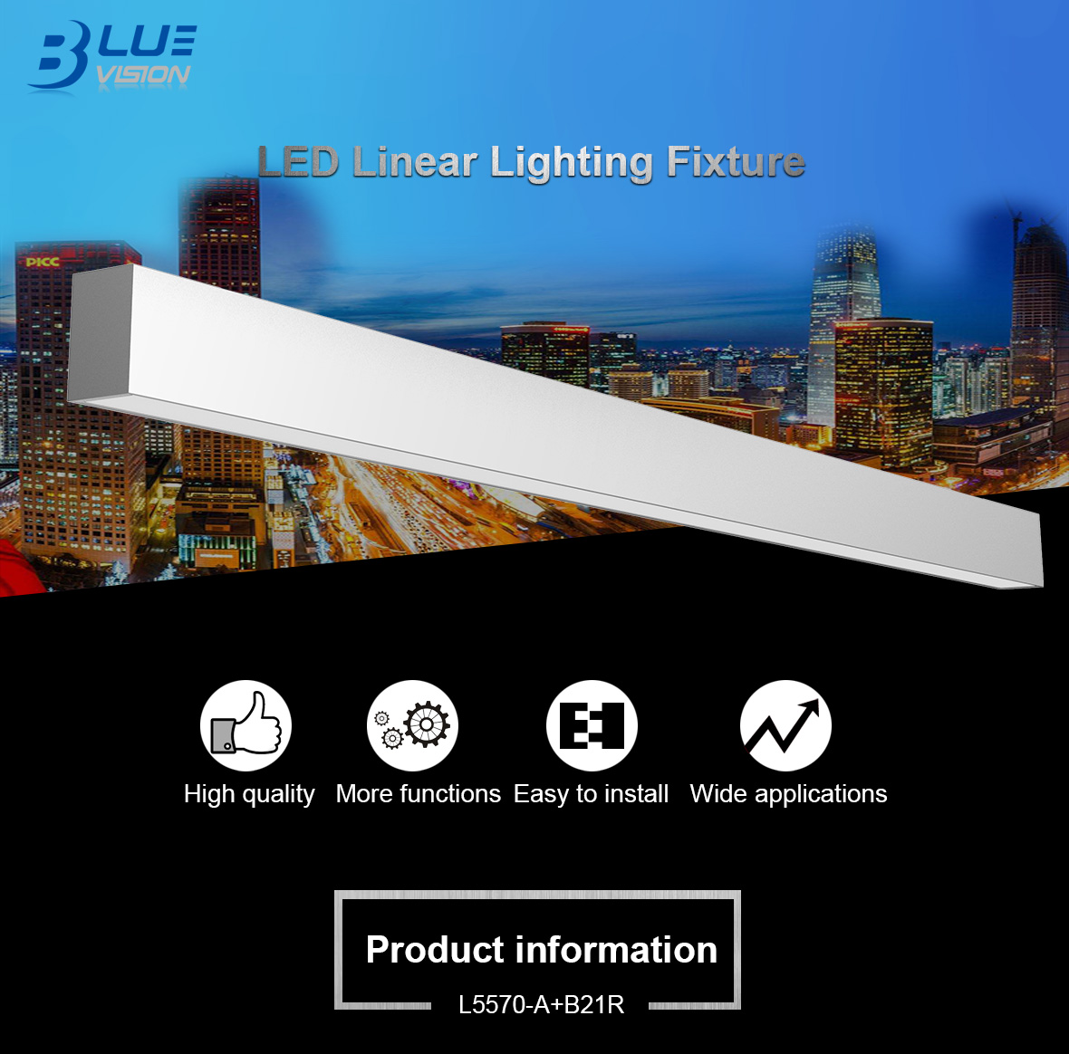 L5570 cct tunable led linear light fixture