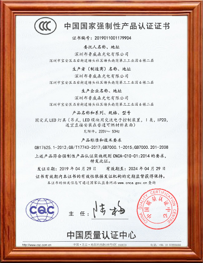 BLUEVISION CCC CERTIFICATE