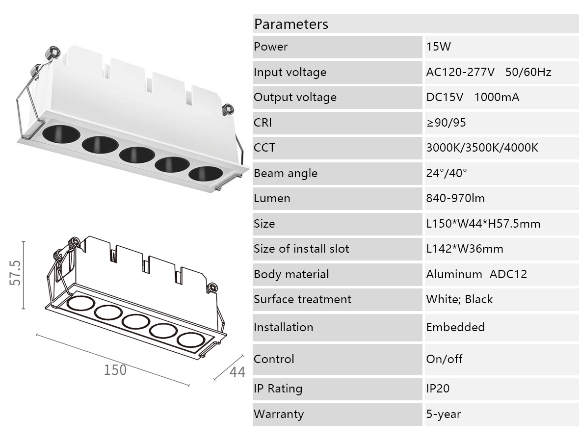 Grille Light : GTGL series Rim Embedded 24°/40° GTGL05-aX - China LED ...