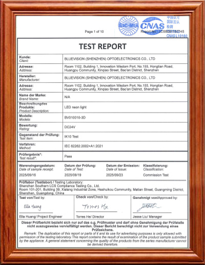 BLUEVISION LINEAR LIGHT CCC CERTIFICATE
