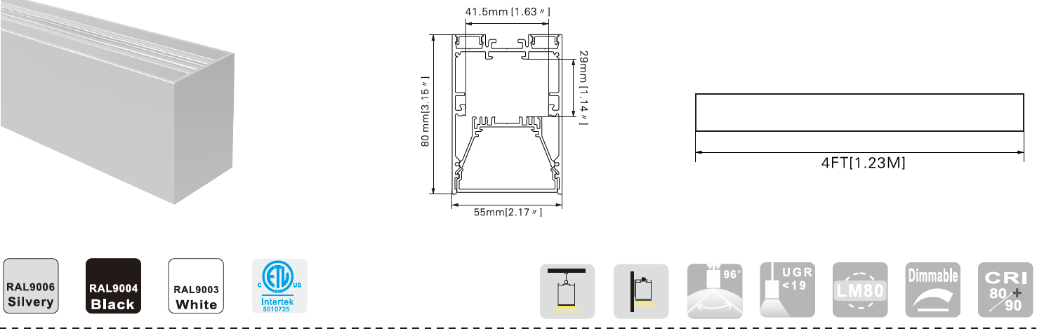 L5580D up and down led linear light