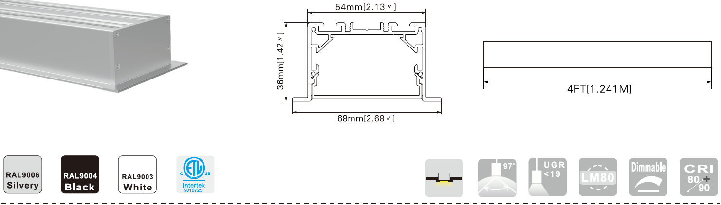 R6836 4ft led linear light